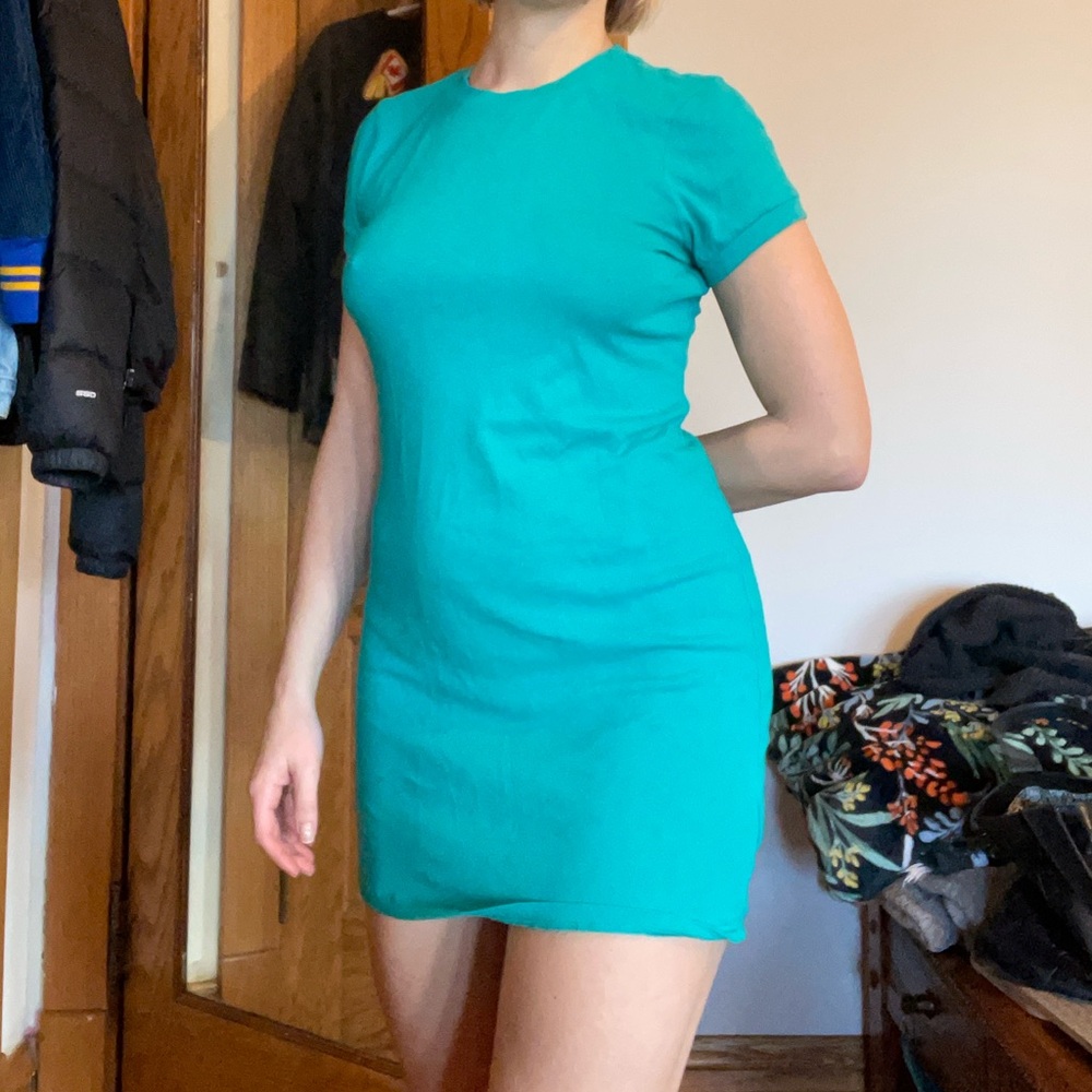 Teal Short Sleeve Dress